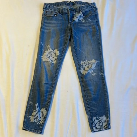 Free People Rose Print Jeans - Picture 1 of 7